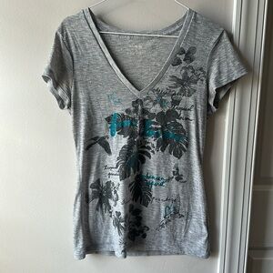 Express Tropical V Neck Tee